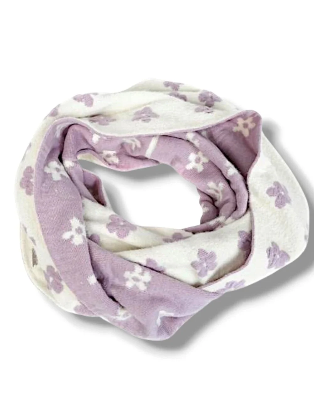 Karl Lagerfeld Lilac And Off-White Reversible Floral Infinity Scarf